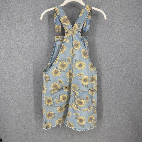 American Eagle Skirt All Overalls Size S Blue Yellow Sunflower Denim Cottage - Picture 5 of 12